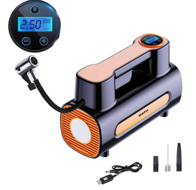 Darziq 12V DC portable tire inflator and compressor for car tires, compact electric auto pump for quick inflation.