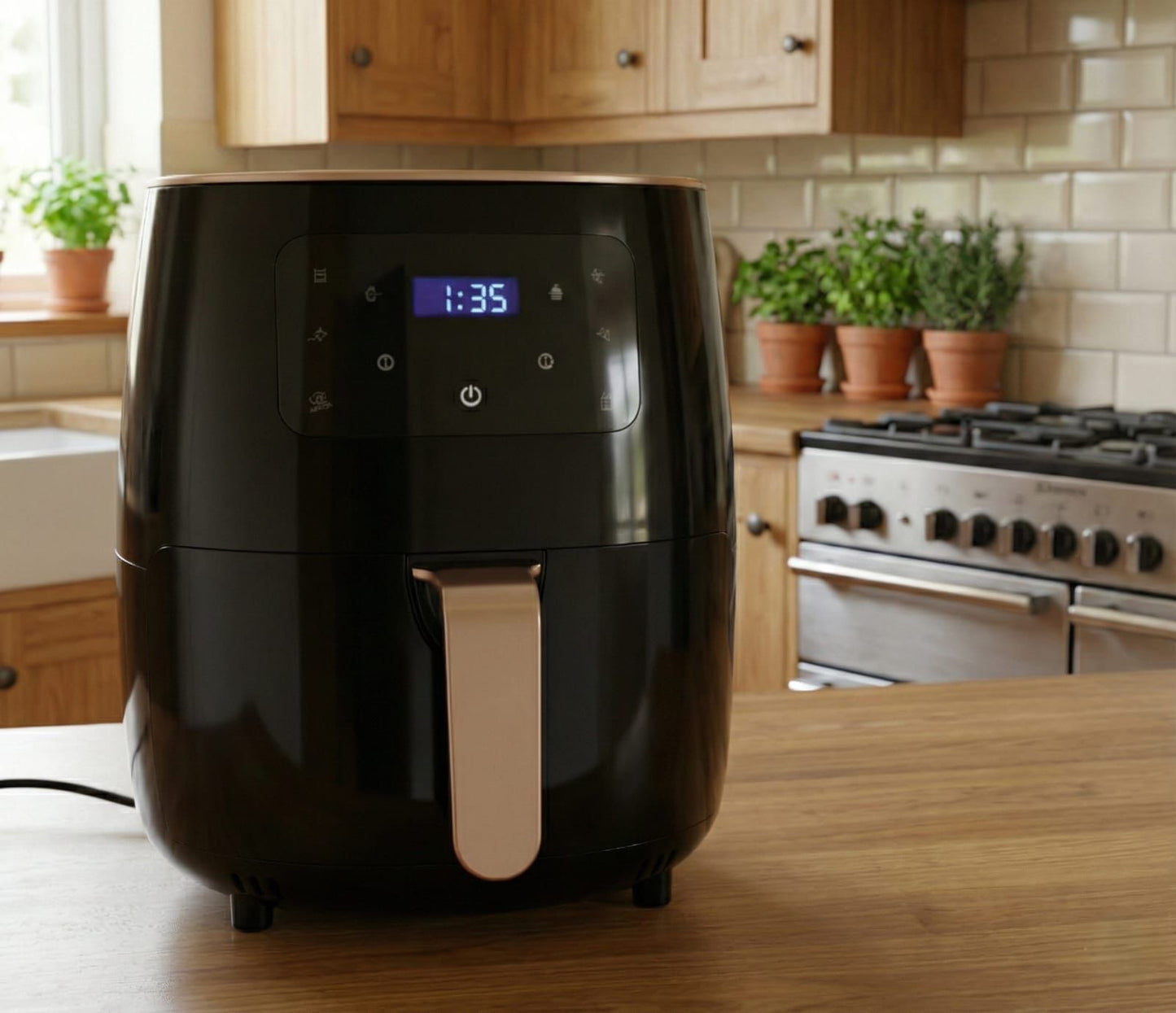 Darziq 6L multi-functional air fryer pot for home and kitchen, featuring a sleek design and large capacity for versatile cooking.
