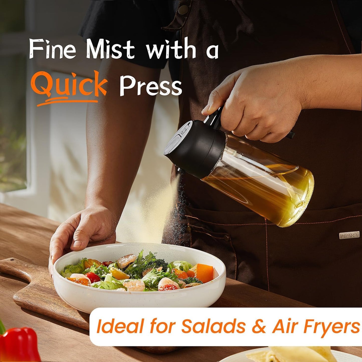 White oil dispenser and sprayer from Darziq for kitchen use, designed for easy oil pouring and spraying during cooking.