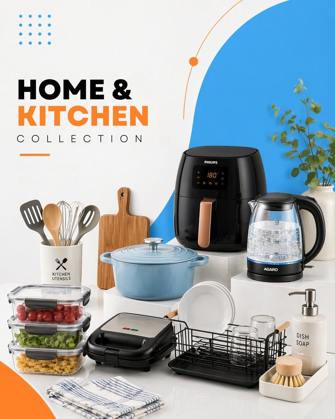 Home and Kitchen collection featuring useful kitchen tools, storage products, cookware, and home essentials from DARZIQ