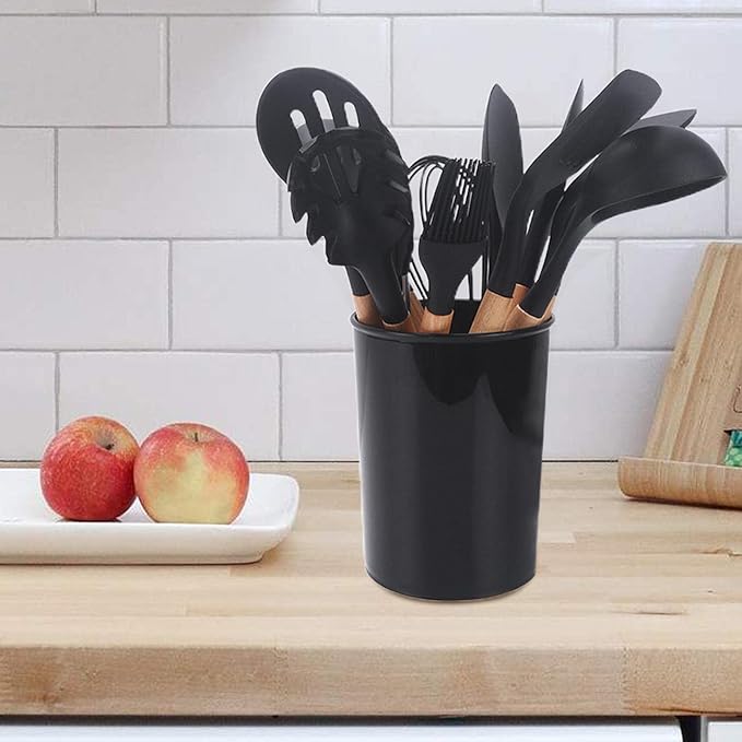 Darziq 12-piece cooking utensils set with spatulas, spoons, and tongs for home and kitchen use.