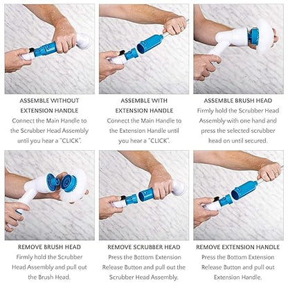 Darziq 3-in-1 electric spin scrubber machine for cleaning home and kitchen surfaces with multiple brush attachments.