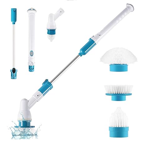 Darziq 3-in-1 electric spin scrubber machine for deep cleaning of bathroom and kitchen surfaces, featuring multiple brush heads.