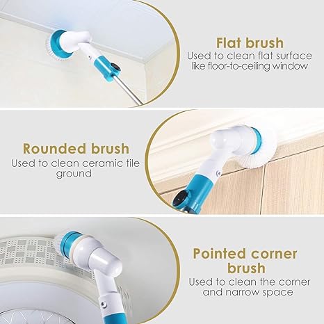 Darziq 3-in-1 electric spin scrubber for home and kitchen cleaning, showing the handheld device with rotating brush heads.