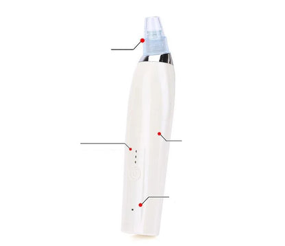 Darziq Acne Blackhead Suction Remover in black, with a handheld device and multiple nozzle attachments for facial pore cleansing.