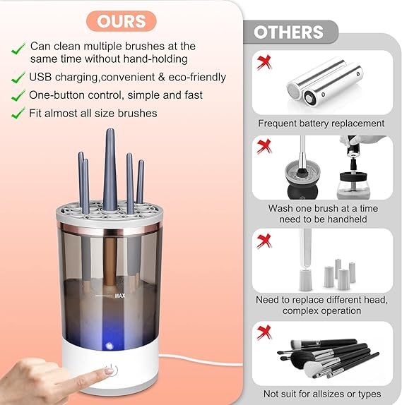 Darziq electric makeup brush cleaner with automatic multi-brush cleaning system for easy and efficient makeup brush hygiene.