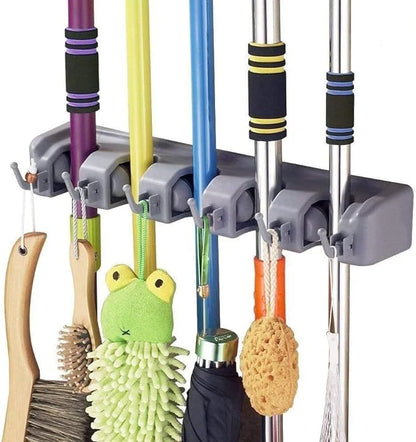 Darziq brooms and toiletries organizer for home and kitchen, with compartments for cleaning tools and bathroom essentials.