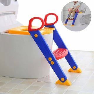 Children's toilet ladder by Darziq, made of durable plastic, with non-slip steps to help kids reach the bathroom safely.