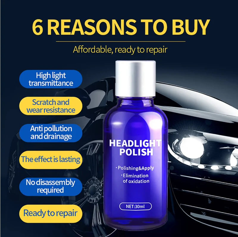 Darziq Car Headlight Renovation Kit with polishing tools and cleaning solutions for restoring cloudy or yellowed headlights.