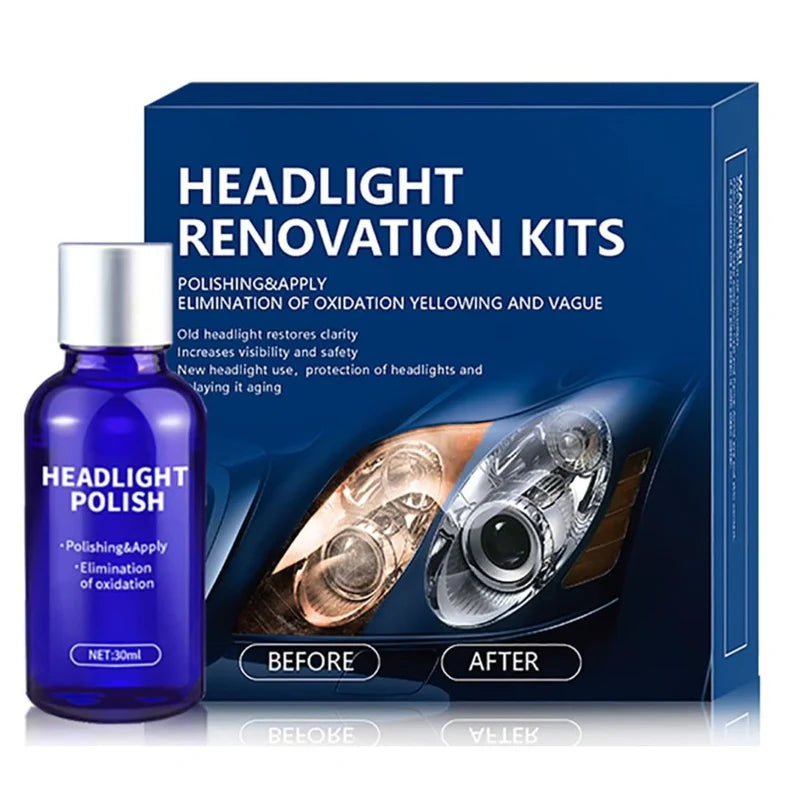 Darziq Car Headlight Renovation Kit with multiple tools and cleaning solutions for restoring vehicle headlights, car accessories.