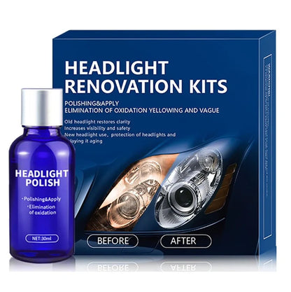 Darziq Car Headlight Renovation Kit with multiple tools and cleaning solutions for restoring vehicle headlights, car accessories.
