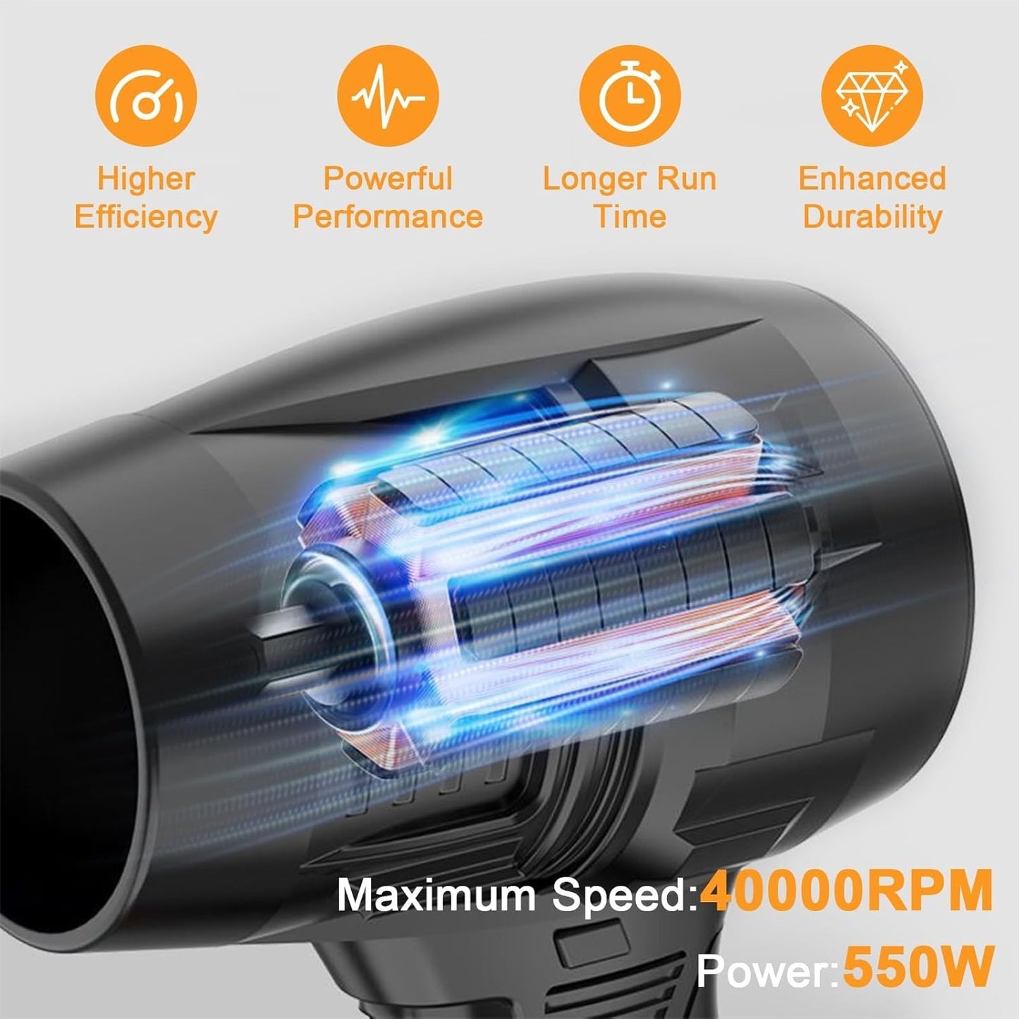 Darziq jet blower with charger and two batteries, car accessory for cleaning and drying vehicles, compact and portable design.