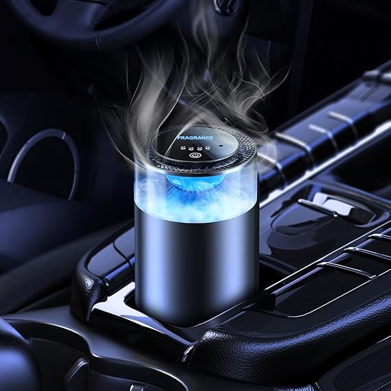 Darziq LED Cloud Mist Aromatherapy Diffuser for cars, displaying a sleek design with soft cloud-shaped light and mist emission.