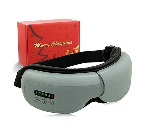 Darziq electric smart eye massager with sleek black design, featuring adjustable straps and control buttons for relaxing eye care.
