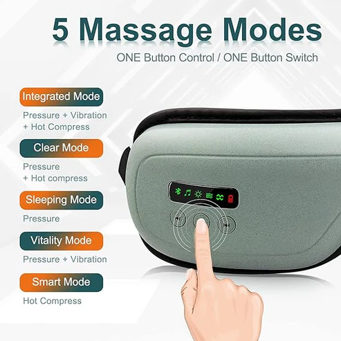 Darziq electric smart eye massager with sleek design, featuring control buttons and soft eye cushions for relaxation.