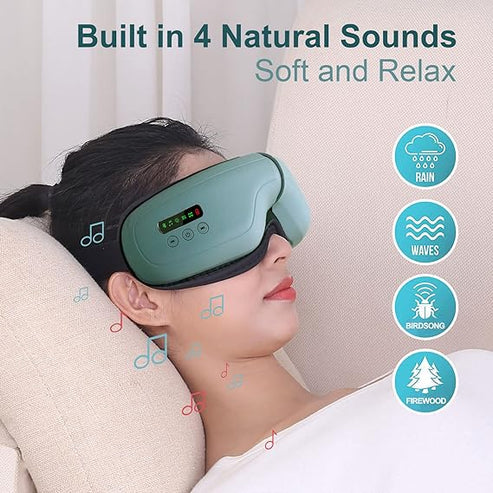 Darziq electric smart eye massager in a sleek design, featuring adjustable straps and control buttons for relaxing eye therapy.