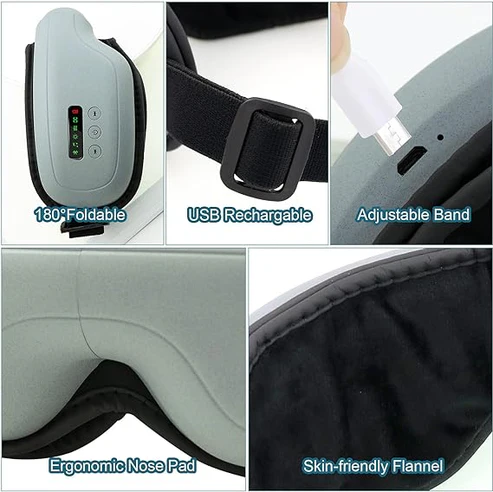 Darziq Electric Smart Eye Massager with sleek design, featuring facial contours and control buttons for soothing eye relief.