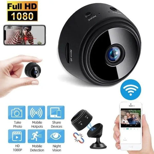 Darziq A9 Mini Camera gadget with compact design, featuring a lens and buttons for portable surveillance and recording.