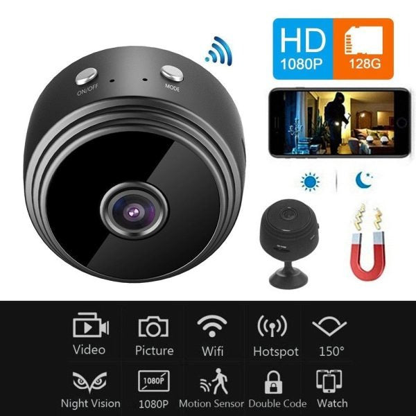 Darziq A9 Mini Camera gadget with compact design and black casing, ideal for portable surveillance and recording.