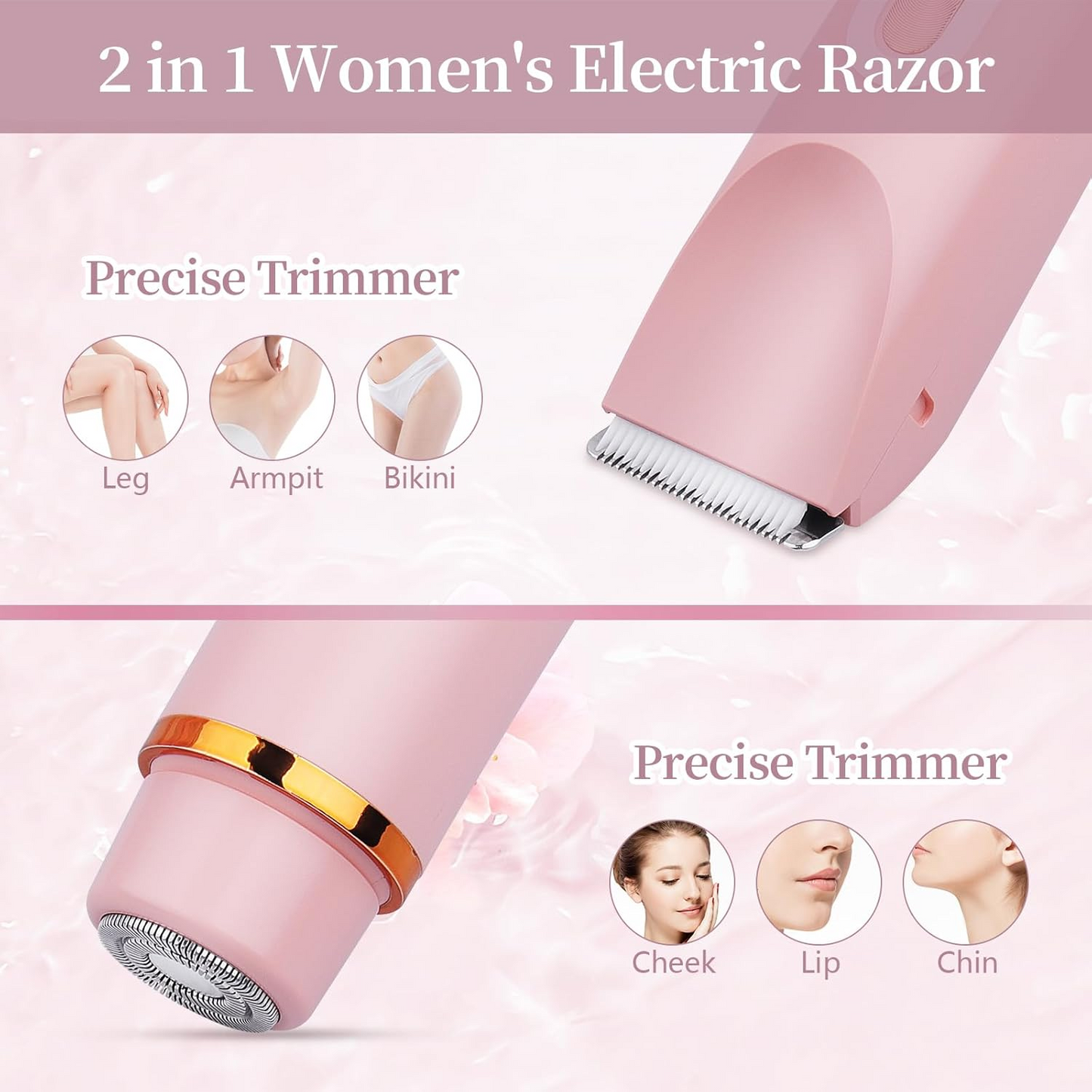 Darziq 2-in-1 dual head shaver for women, compact health and beauty electric shaver with dual blades for smooth skin.
