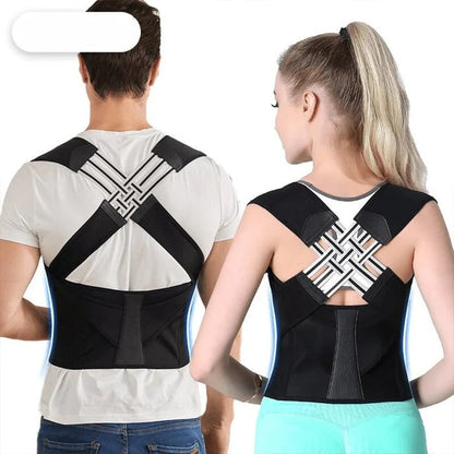 Darziq adjustable posture corrector belt worn around shoulders and back to support proper spinal alignment and improve posture.