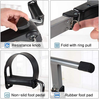 Darziq arm and leg pedal exerciser for physical therapy and fitness, with adjustable resistance and compact design.