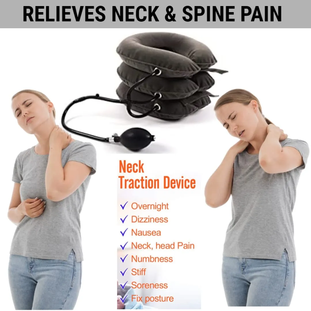 Darziq cervical neck traction device for neck pain relief, featuring adjustable straps and padded support for comfort.