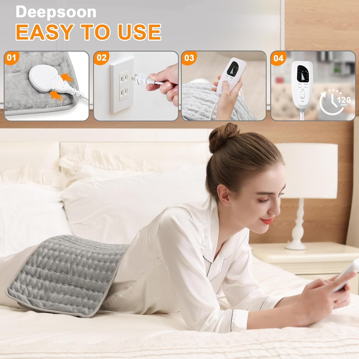 Darziq heating pad for health and beauty, soft fabric cover and adjustable temperature controls, designed for soothing warmth.