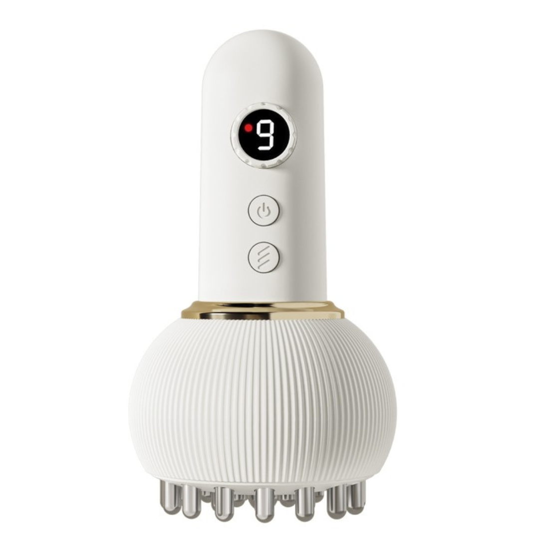 Darziq intelligent massager for health and beauty, showing a sleek device with multiple massage heads and control buttons.