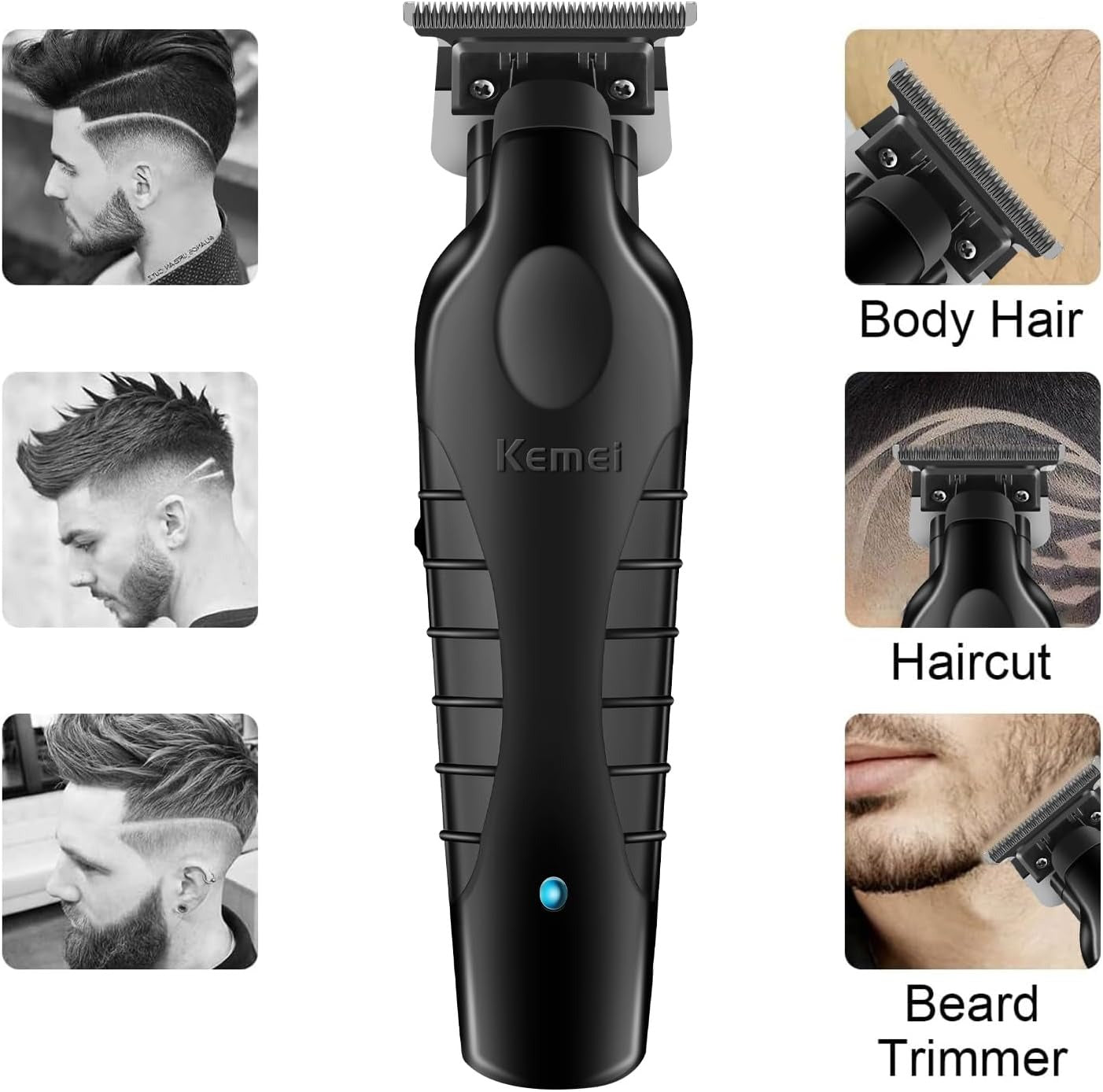 Darziq KEMEI 2299 men's trimmer for grooming and trimming facial hair, black and silver handheld grooming device
