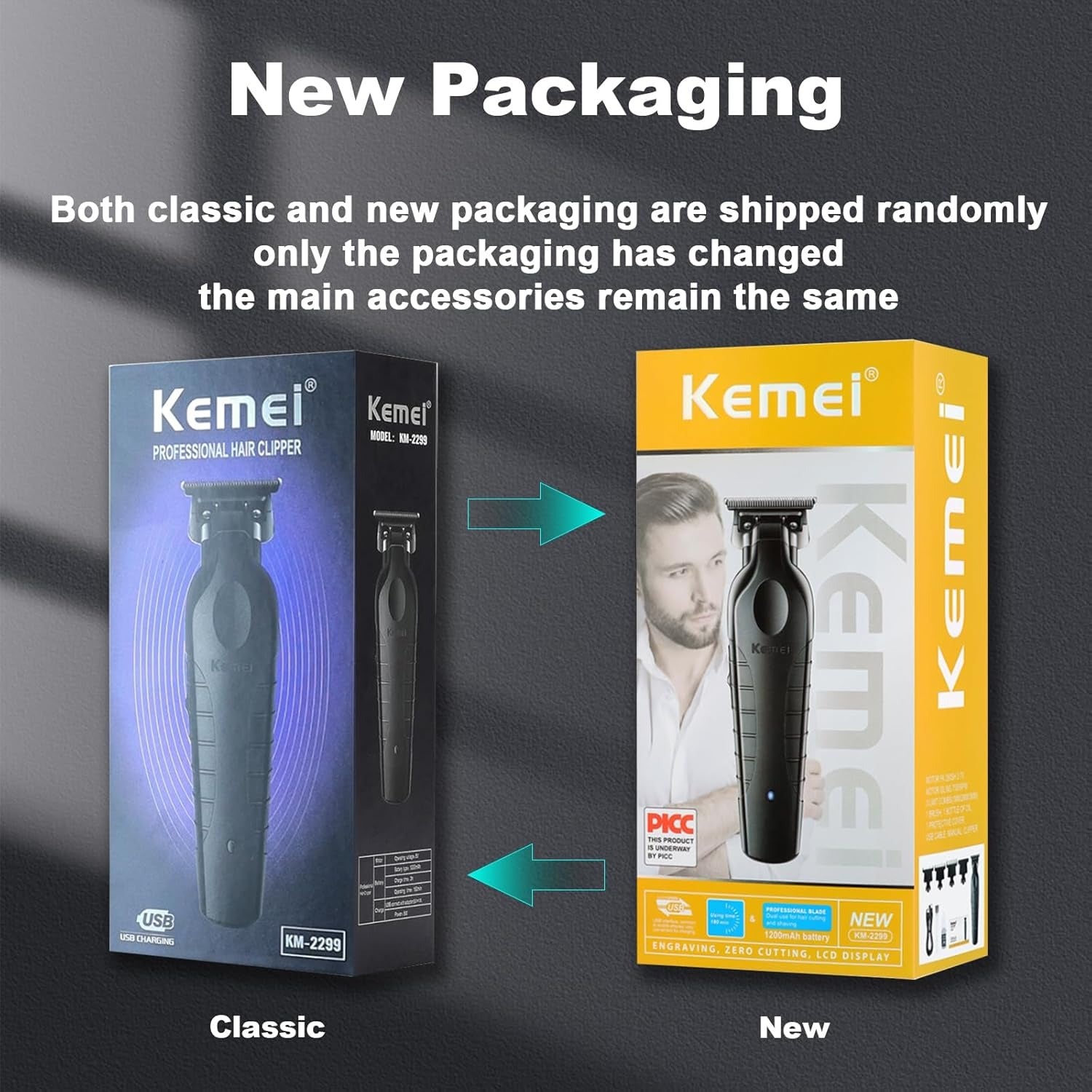 Darziq KEMEI 2299 men's trimmer for grooming and trimming facial hair, with adjustable settings and ergonomic design.