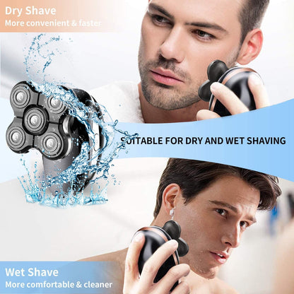 Darziq waterproof electric head shaver for men, with a sleek design, suitable for dry and wet use in health and beauty grooming.