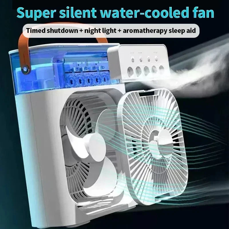 Darziq 3-in-1 humidifier and cooling fan for home and kitchen, showing the compact device with adjustable settings.