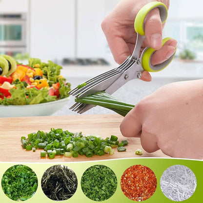 Darziq 5-layer multifunctional stainless steel scissors for home and kitchen use, with sharp blades and ergonomic handles