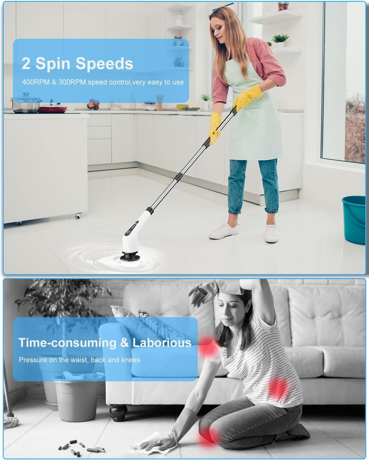 Darziq 9-in-1 electric cleaning brush for home and kitchen, with multiple brush heads for versatile cleaning tasks.