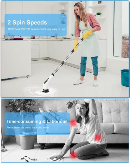Darziq 9-in-1 electric cleaning brush for home and kitchen, with multiple brush heads for versatile cleaning tasks.