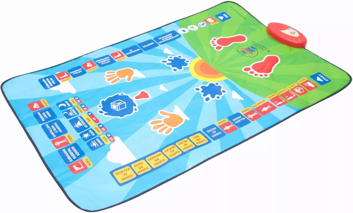 Educational Smart Prayer Mat for Kids by Darziq, featuring colorful designs and interactive features for young learners.