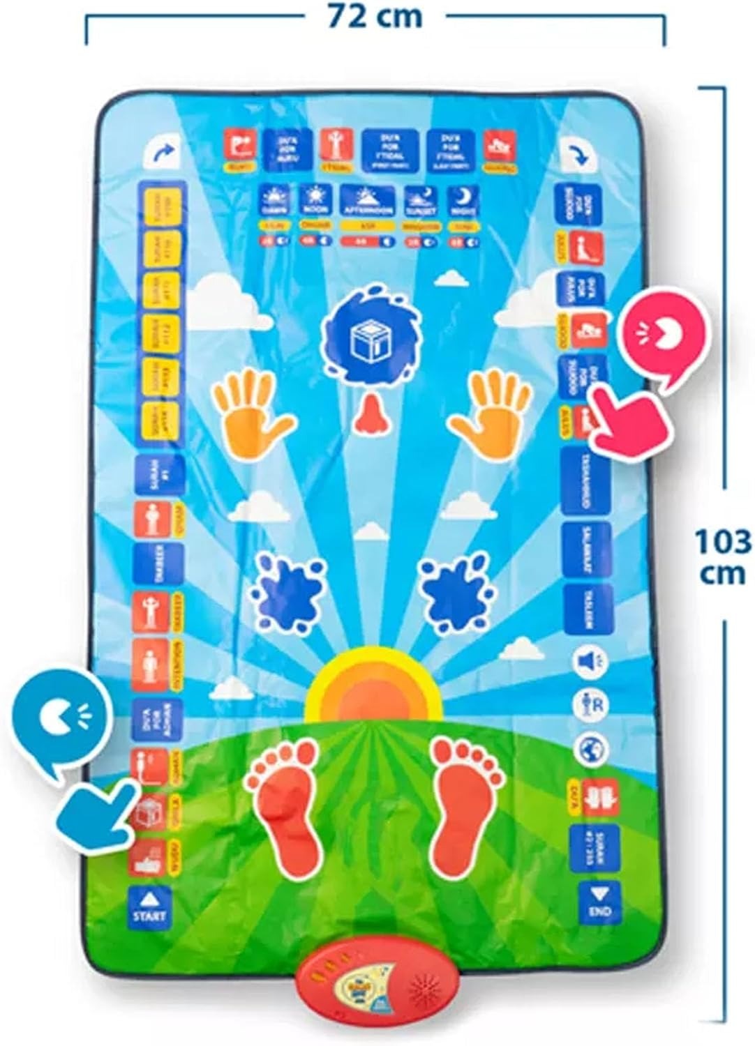 Educational Smart Prayer Mat for Kids by Darziq, featuring colorful design and interactive features for children's learning and prayer.