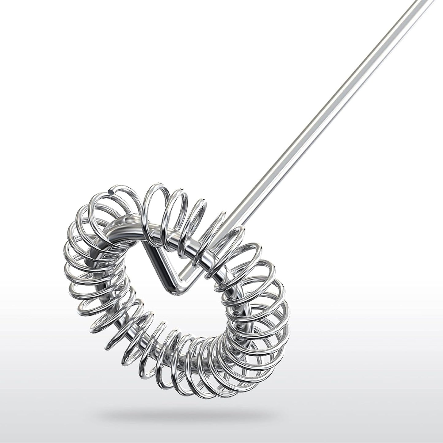 Darziq electric milk frother for home and kitchen, showing frothing whisk and stainless steel body on a countertop.