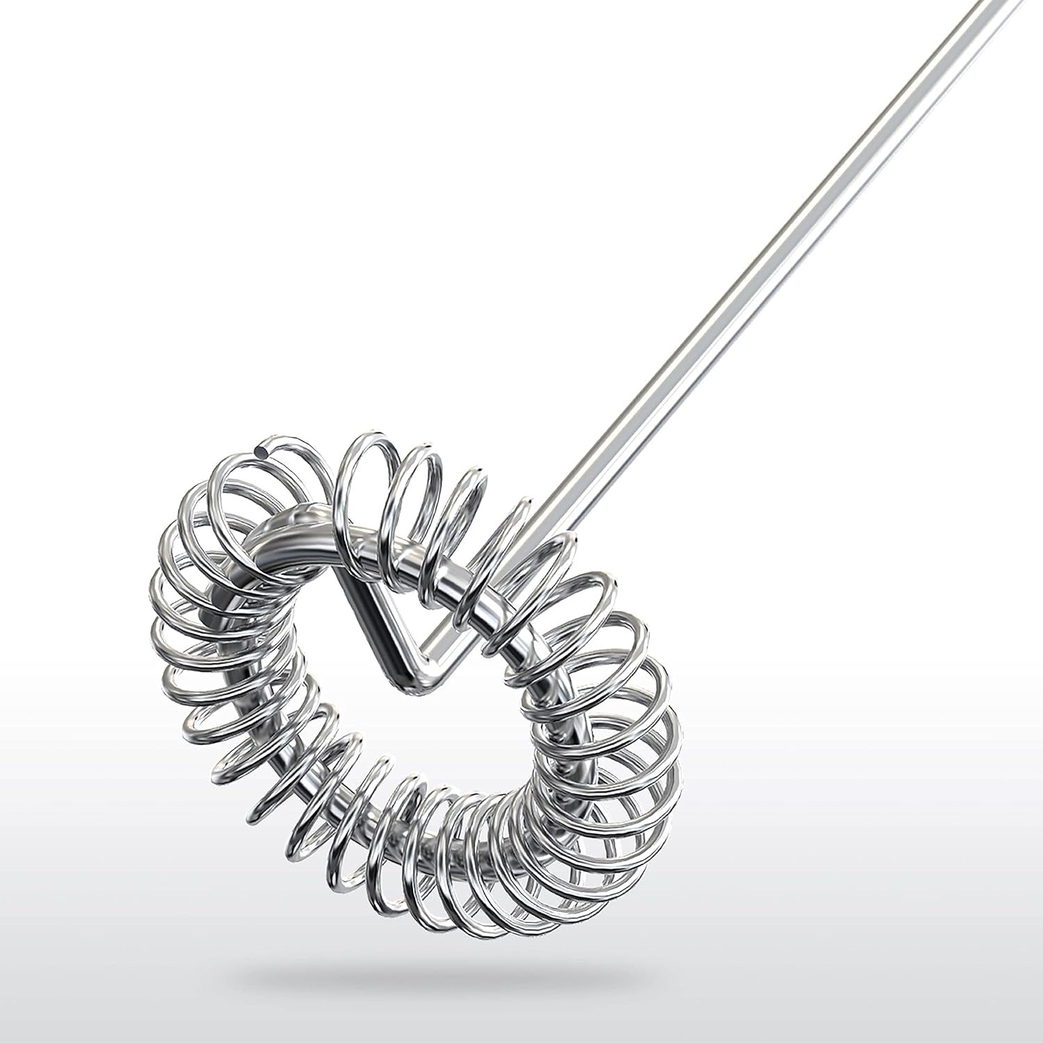 Darziq electric milk frother for home and kitchen, showing frothing whisk and stainless steel body on a countertop.