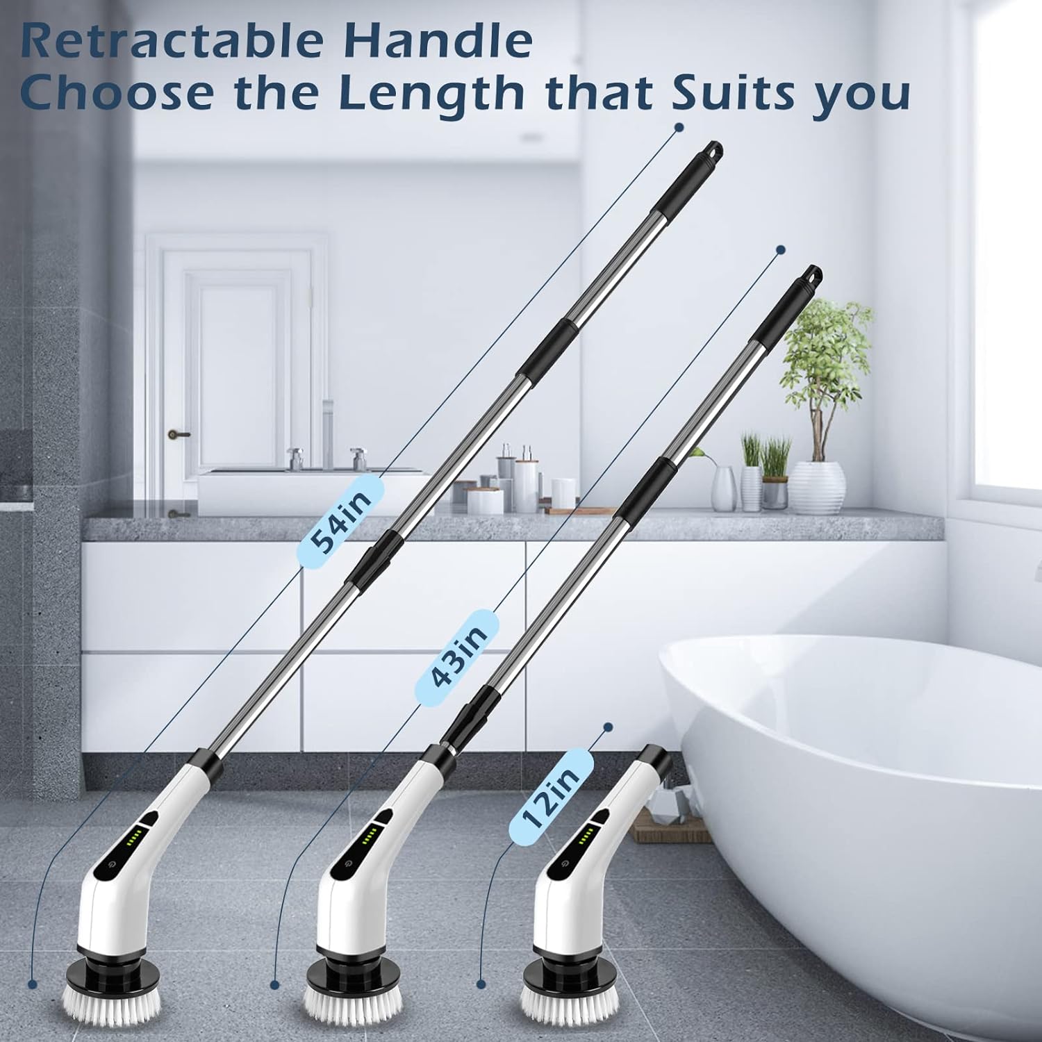 Darziq electric spin scrubber with 7 replaceable brush heads for efficient cleaning of kitchen and home surfaces.