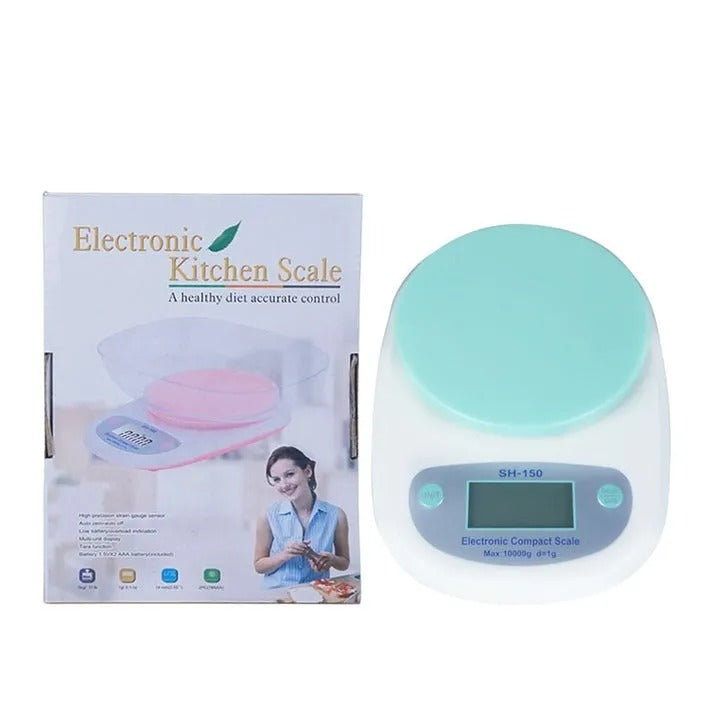 Darziq electronic food scale for home and kitchen use, with digital display and stainless steel platform for precise measurements.