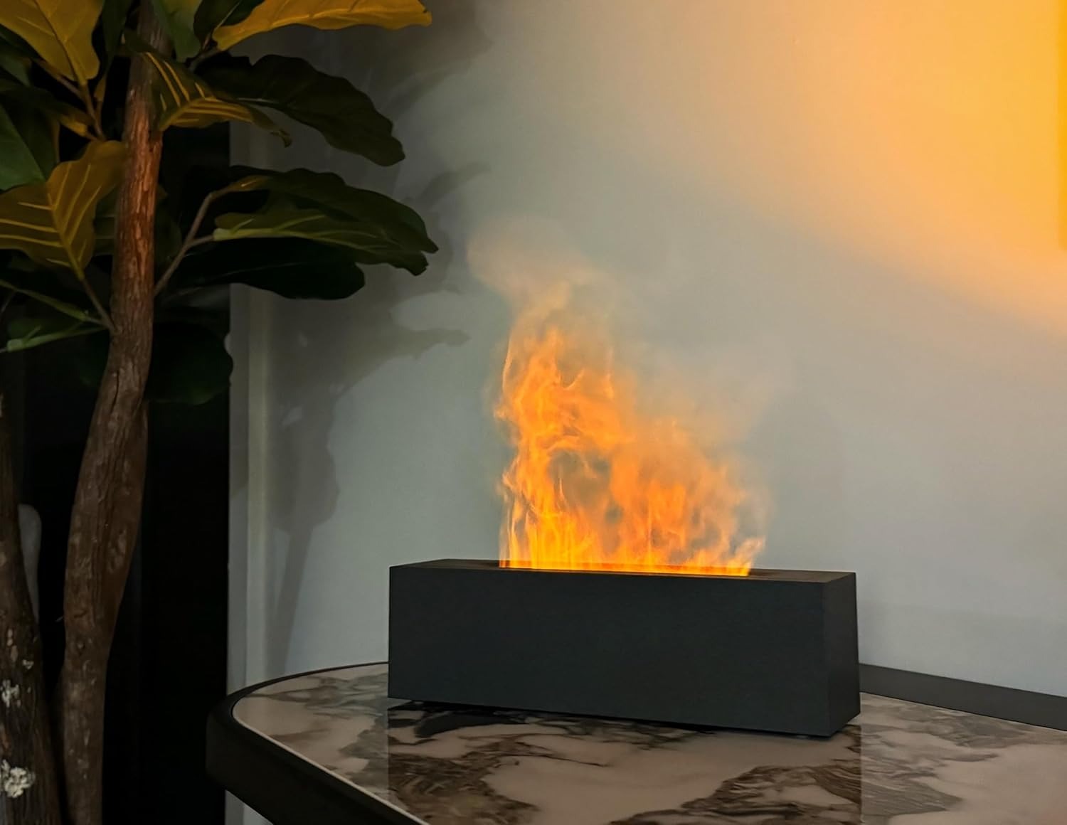 Darziq fire humidifier for home and kitchen, with a sleek design and digital control panel.