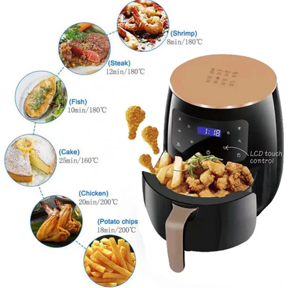 Darziq 6L multi-functional air fryer pot for home kitchen, with digital controls and non-stick interior for healthy cooking.