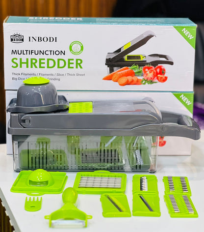 Darziq multifunctional vegetable chopper with stainless steel blades and plastic container, ideal for quick vegetable prep.