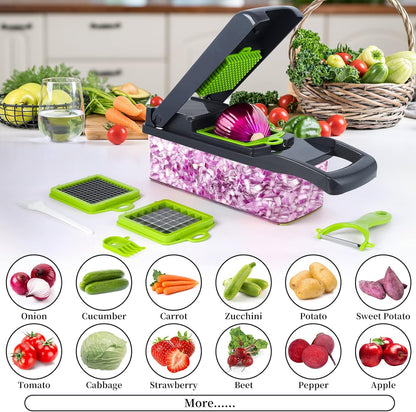 Darziq multifunctional vegetable chopper with stainless steel blades for easy, efficient food prep in kitchen.