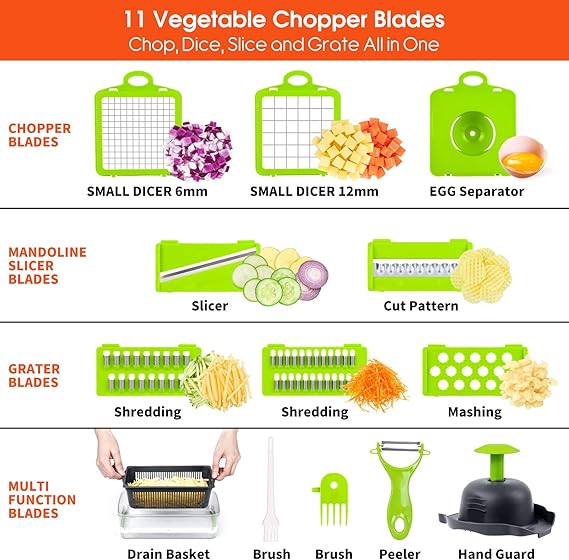 Darziq multifunctional vegetable chopper for home and kitchen use, with stainless steel blades and colorful handle for easy chopping.