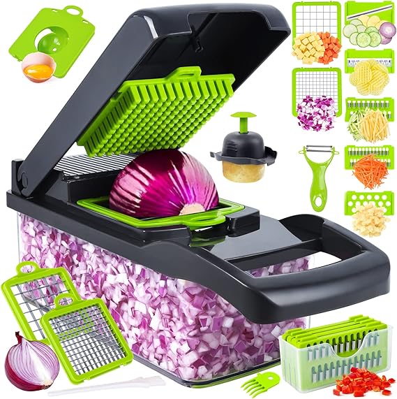Darziq multifunctional vegetable chopper with stainless steel blades for easy slicing, dicing, and chopping vegetables in the kitchen