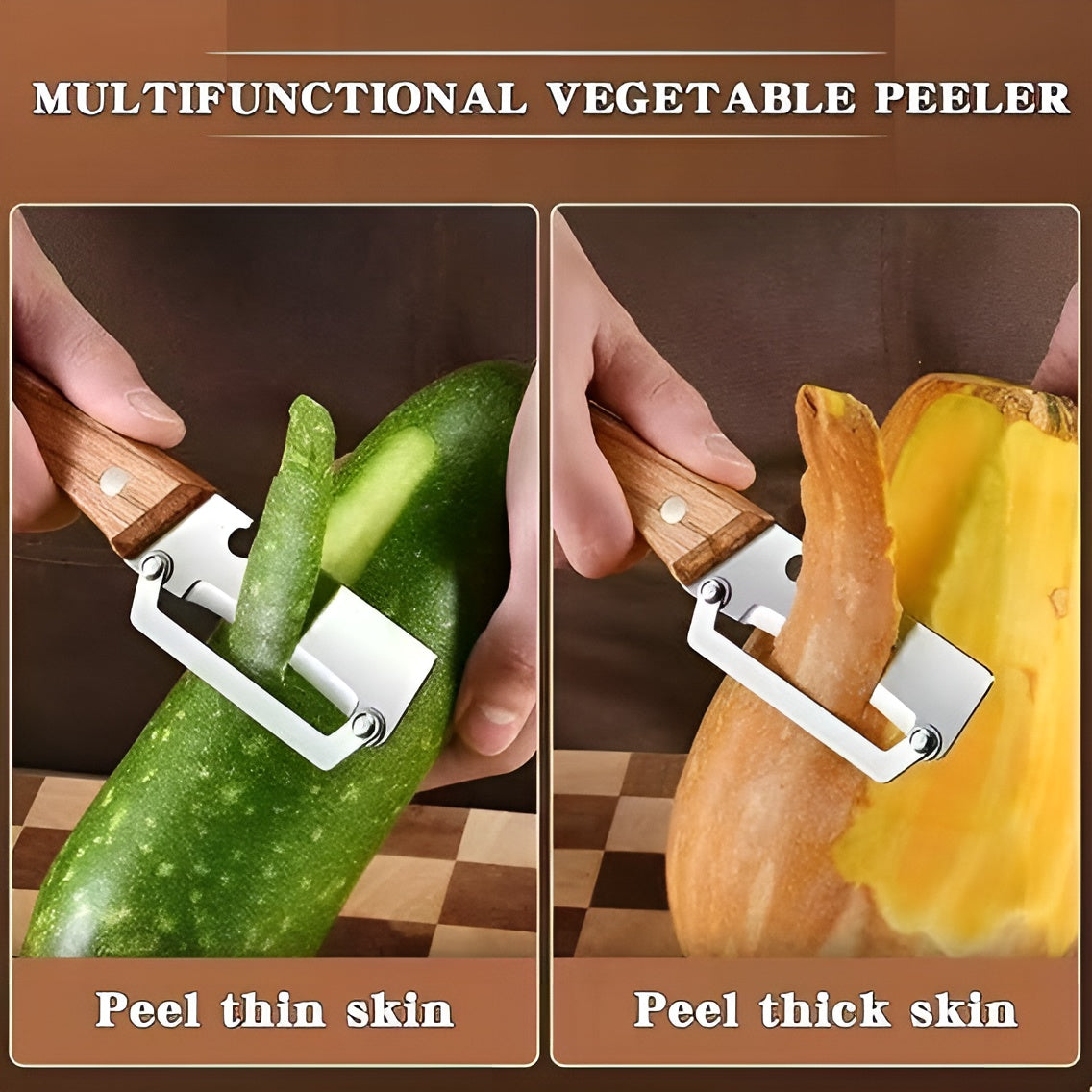 Darziq multifunctional vegetable peeler with ergonomic handle for peeling, slicing, and julienning in kitchen tasks.