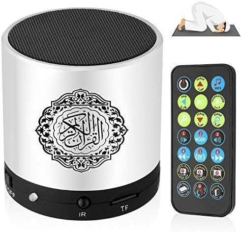 Portable Quran speaker by Darziq, compact device for Quran recitation, designed for home and kitchen use, with sleek white finish.
